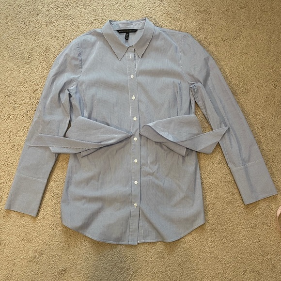 White House Black Market Button Down Top with Front Tie - Picture 3 of 7